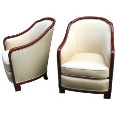 A Pair of Large and Comfortable French Art Deco Bergeres