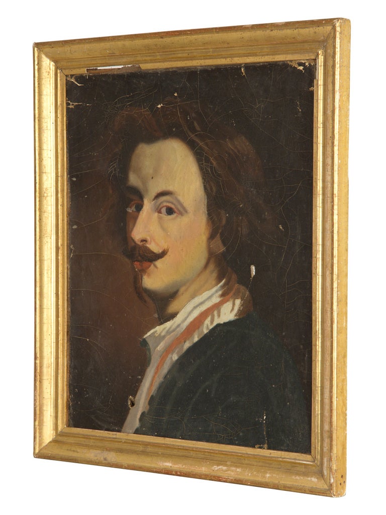 antique portrait. oil paint. gilt frame.