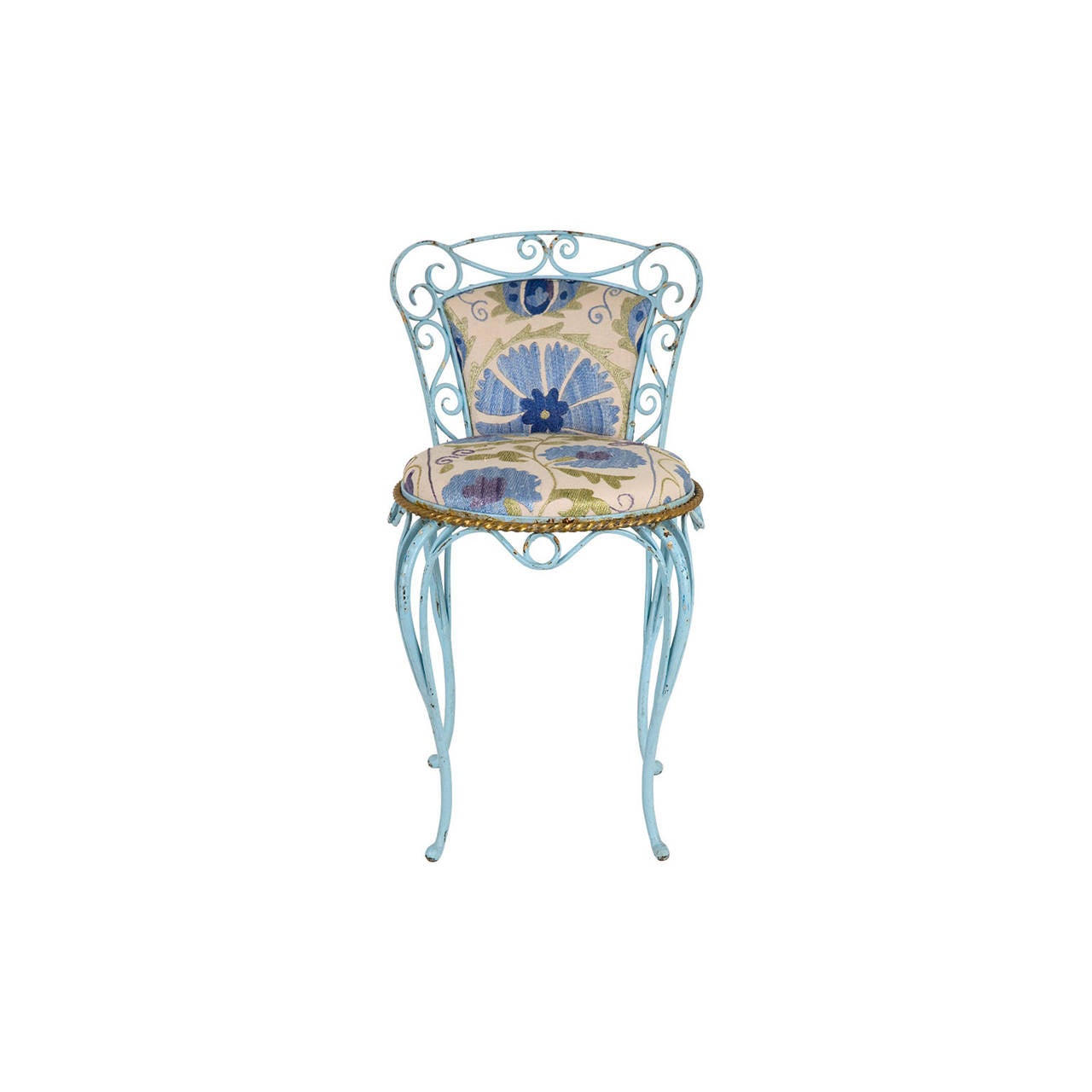 French Vintage Painted Iron Garden Chair
