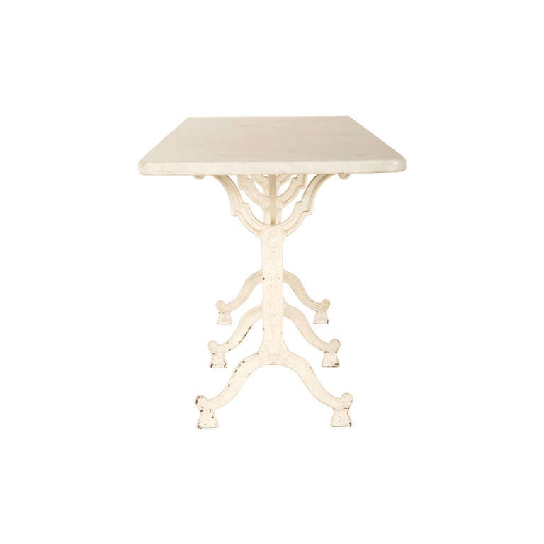 French Antique Marble Top Bistro Table