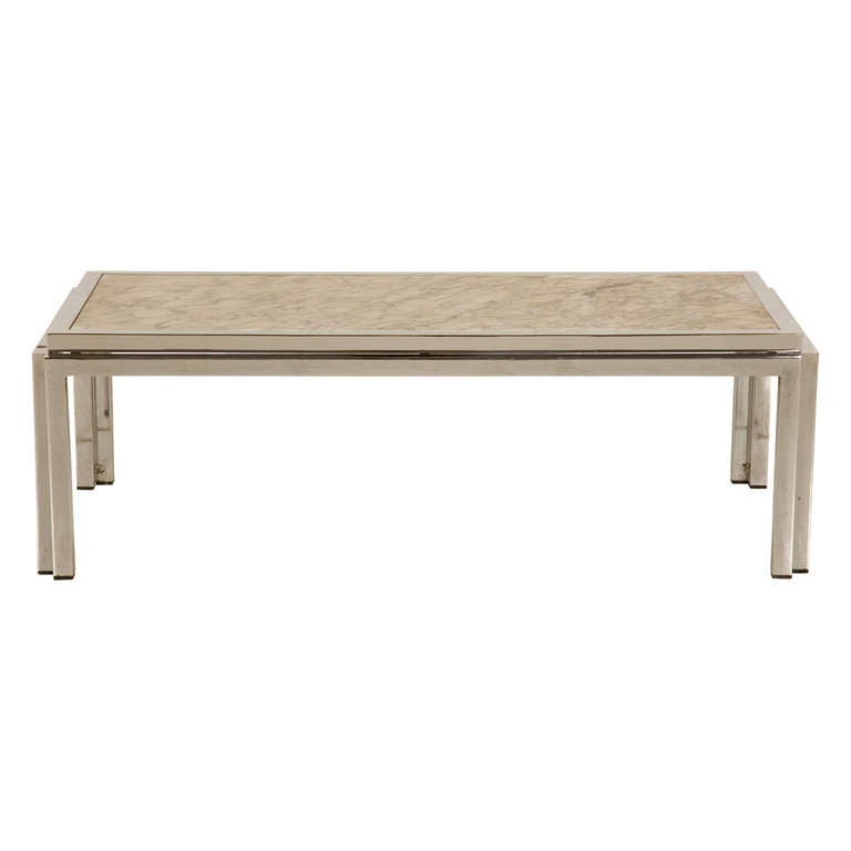 Vintage Marble and Chrome Coffee Table