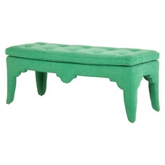 Vintage Upholstered Chinoiserie Bench