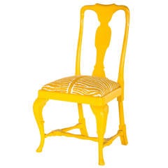 Vintage Yellow Queen Anne Dining Chair