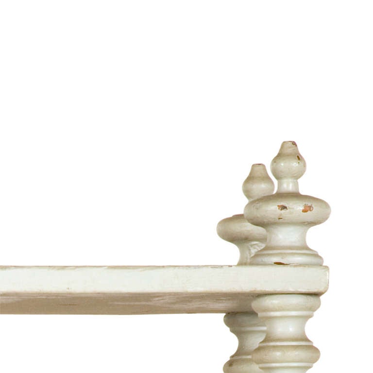 French Antique Painted Spindle Wood Shelf