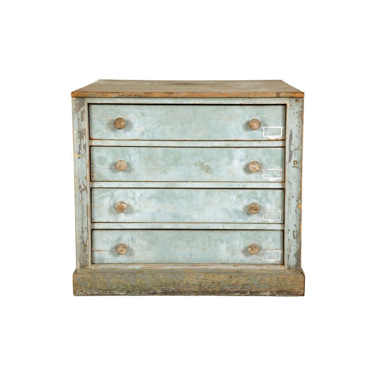 Antique flat file. Original painted finish as found. Patinated finish.