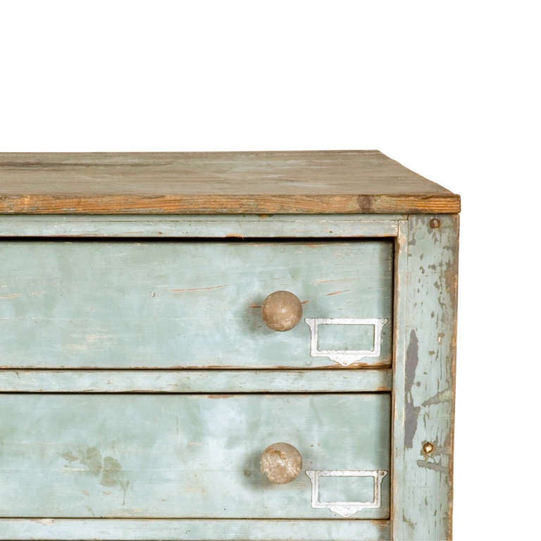 French Antique Painted Wood Flat File