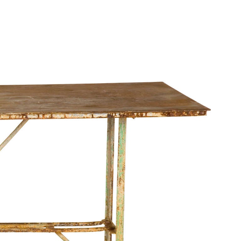 Antique Iron Table In Distressed Condition In Chicago, IL