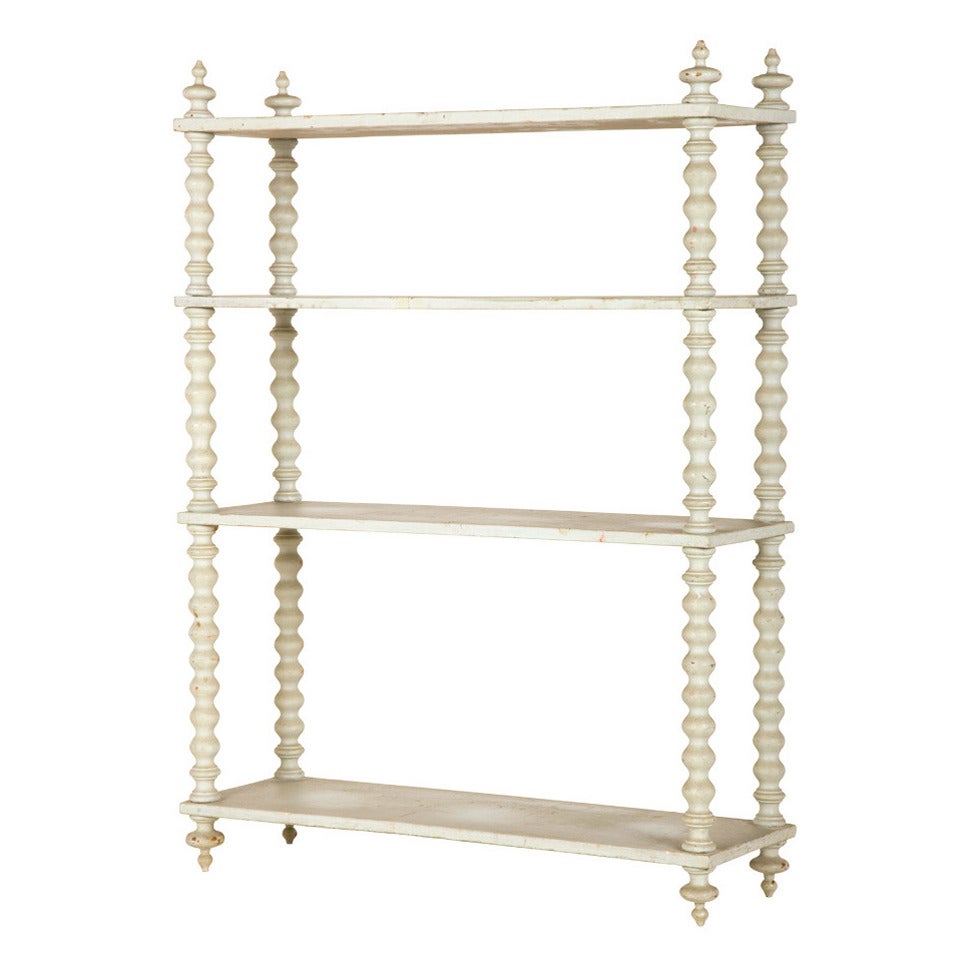 Antique Painted Spindle Wood Shelf