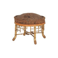 Antique Faux Bamboo Ottoman