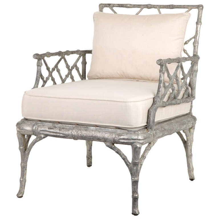 Vintage Metal Faux Bamboo Armchair At 1stdibs Vintage Metal Faux Bamboo Armchair 1