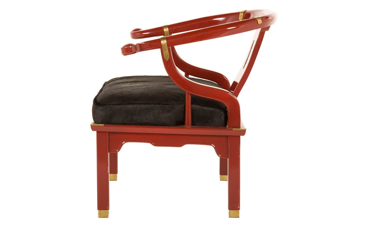 American Vintage Red Lacquer Horseshoe Chair
