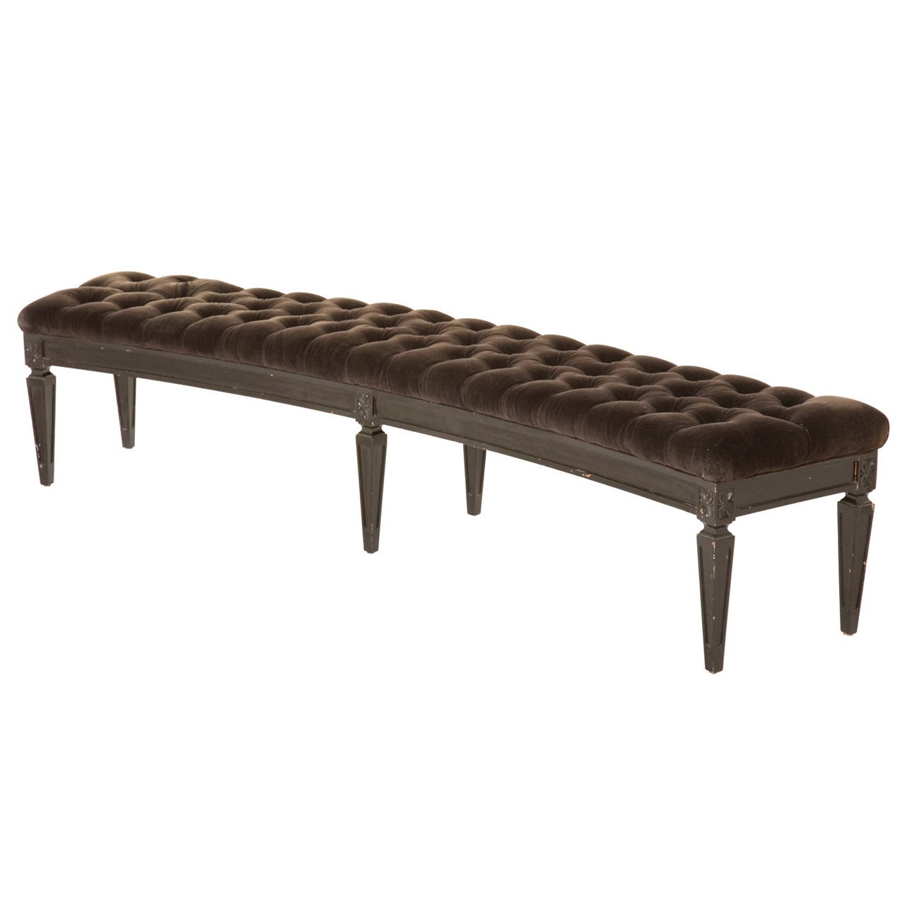Vintage Curved Upholstered Bench