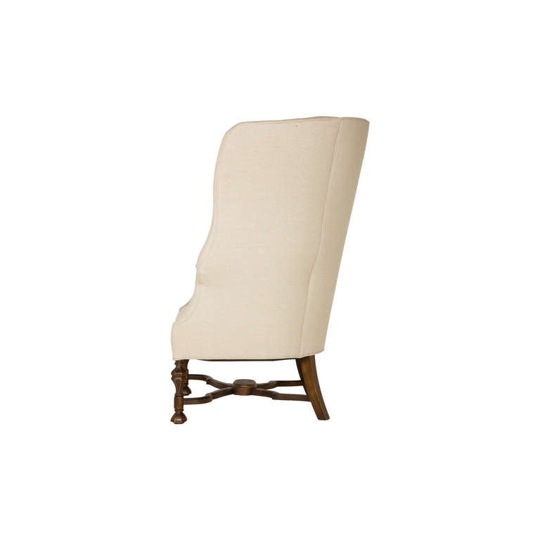 American Vintage Natural Linen Wingback Chair