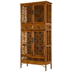 Vintage Fretwork Bamboo Cabinet