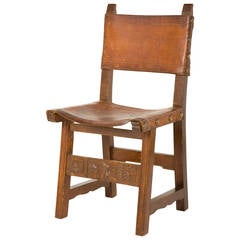 Vintage Spanish Leather Dining Chair