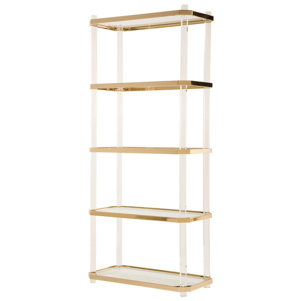 Vintage Lucite & Brass Etagere