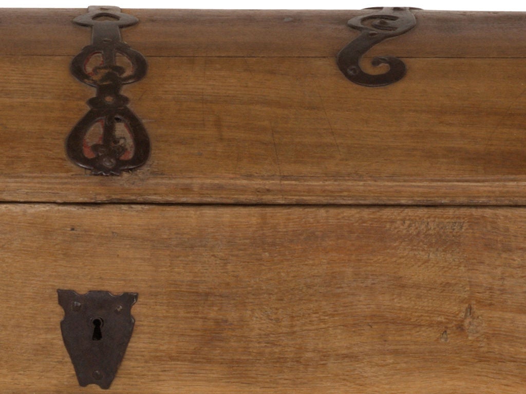 Antique dutch trunk. Wrought iron details.