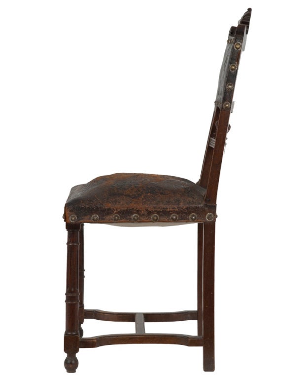 19th Century Antique Leather Dining Chair