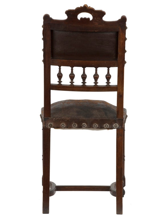 Wood Antique Leather Dining Chair