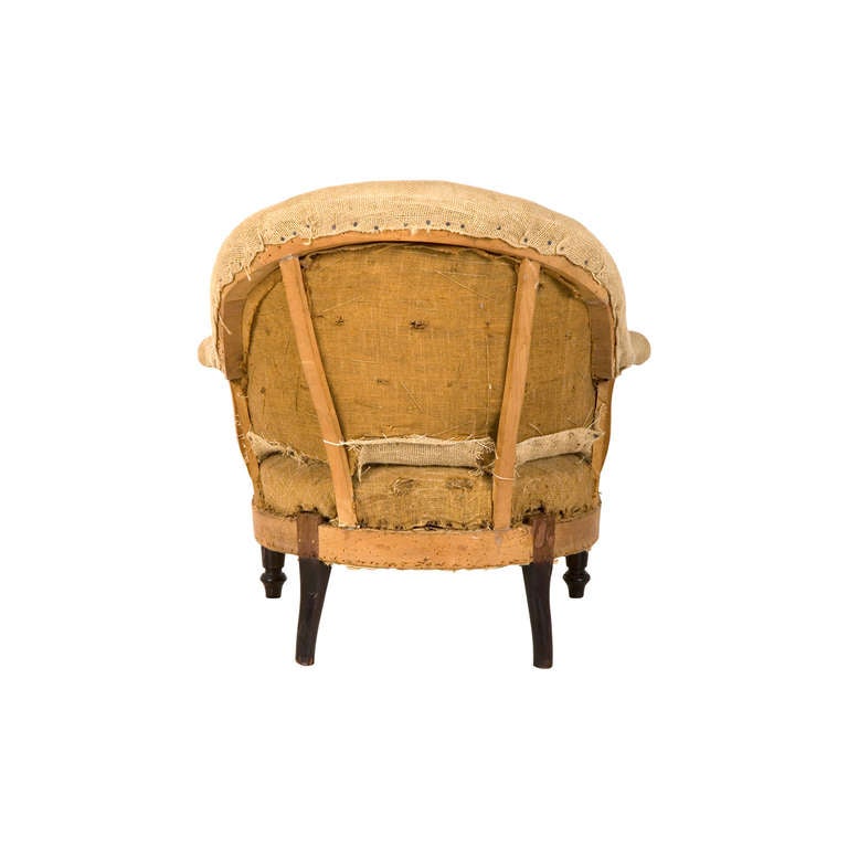 Antique Napoleon III Unupholstered Barrel Chair In Good Condition In Chicago, IL