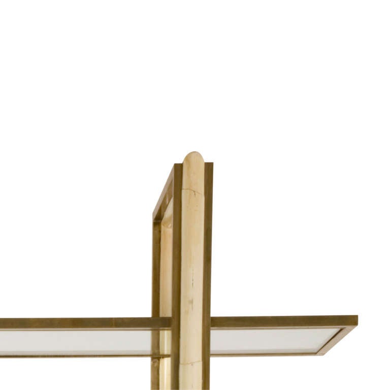 Vintage Brass & Wood Etagere In Excellent Condition In Chicago, IL