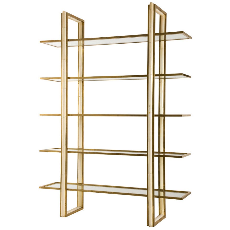 Vintage Brass & Wood Etagere
