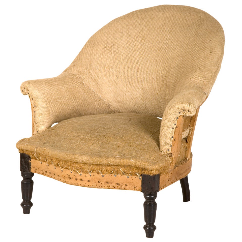 Antique Napoleon III Unupholstered Barrel Chair