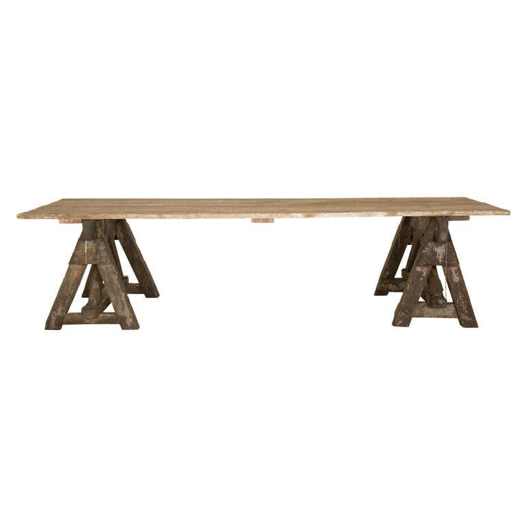 Vintage Industrial Trestle Table