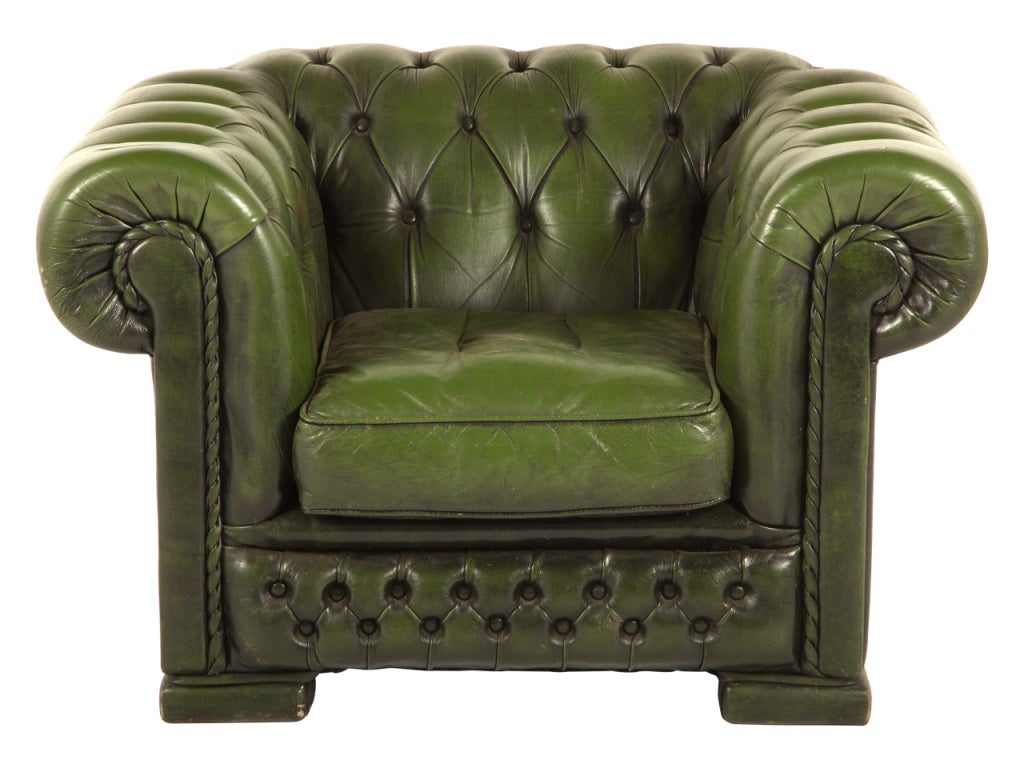 antique green chesterfield chair