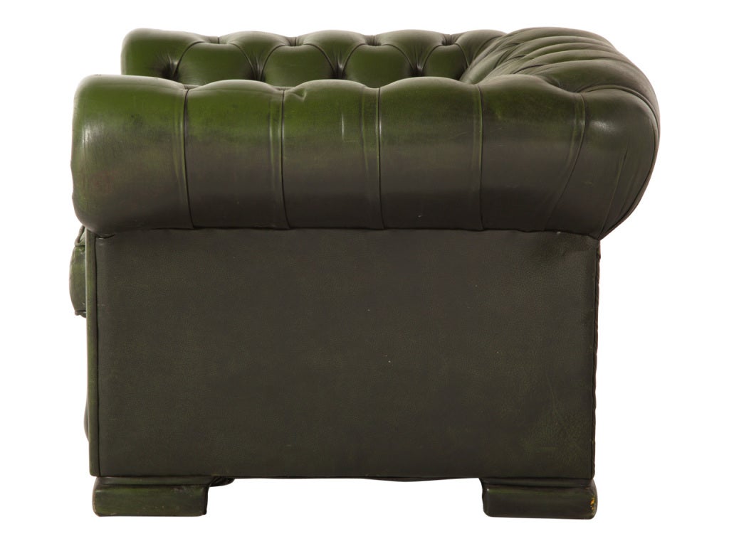 Belgian Vintage Green Chesterfield Chair