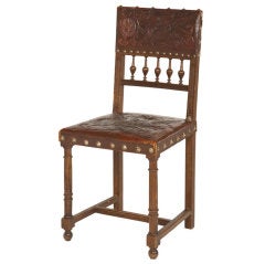 Antique Embossed Leather Dining Chair