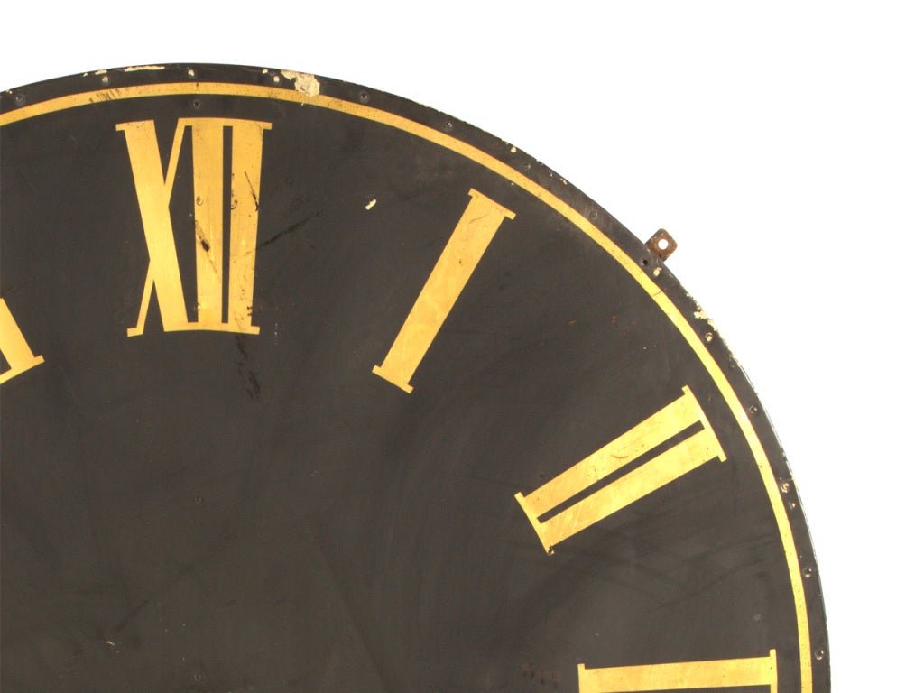 Antique large scale clock face. Salvaged from a belgian clock tower.