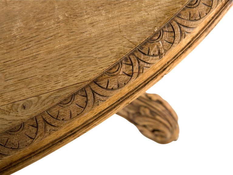 Antique Stripped Oak Round Table at 1stdibs