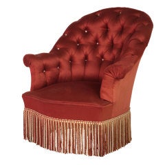 Antique Red Tufted Chair