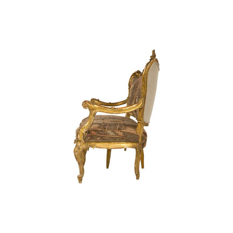 French Antique Gilt Settee