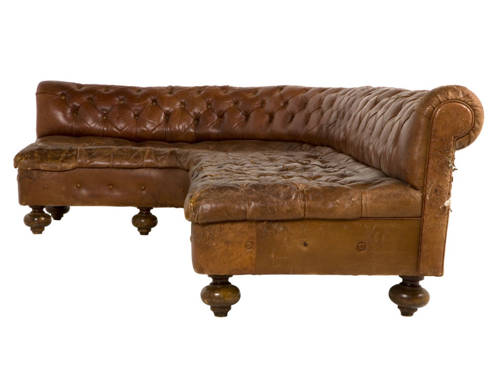 Antique Curved Leather Sofa at 1stDibs