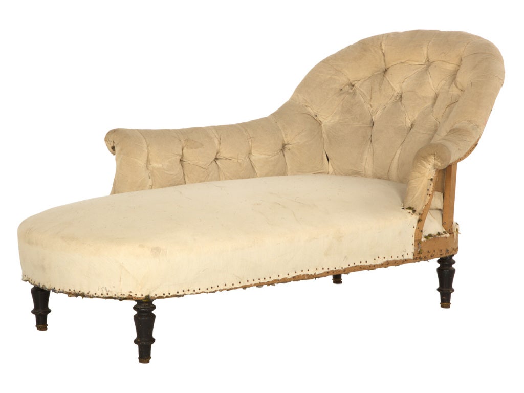 French Antique Unupholstered Chaise Longue
