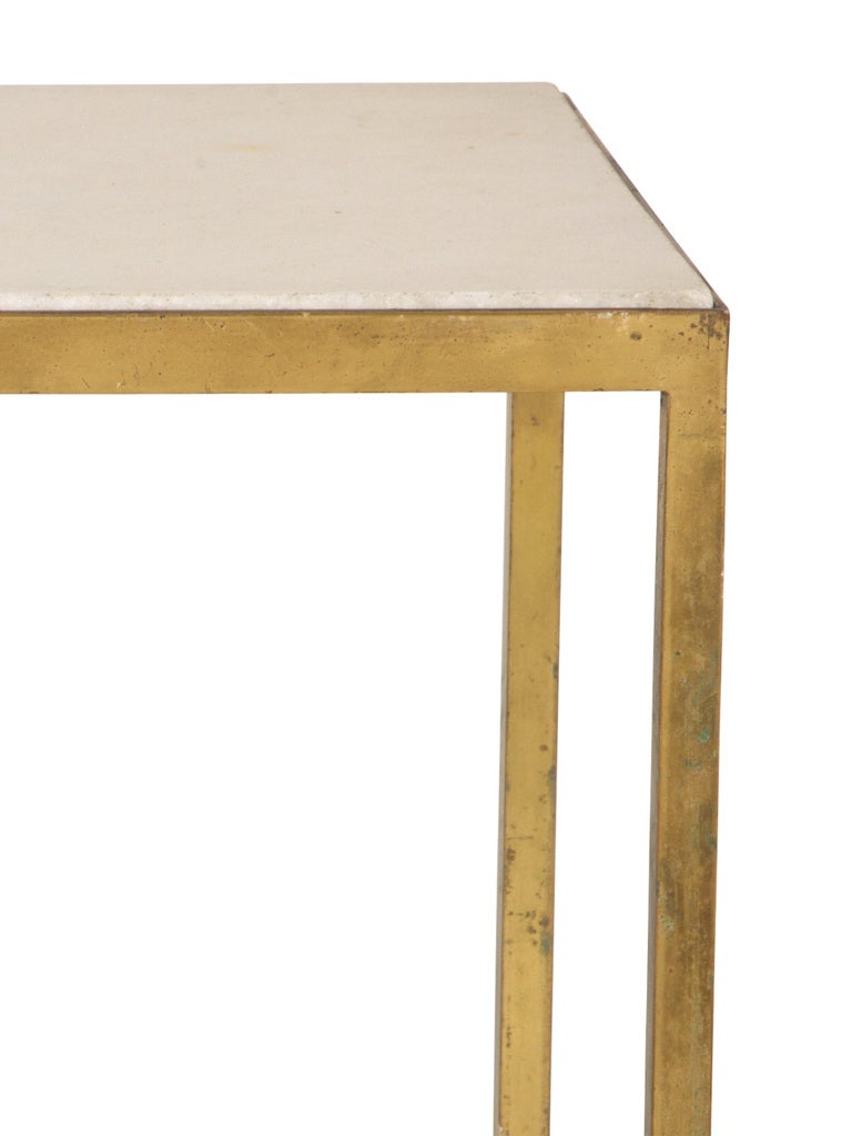 Vintage Brass & Marble Side Table In Good Condition In Chicago, IL