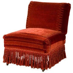 Antique Velvet Slipper Chair