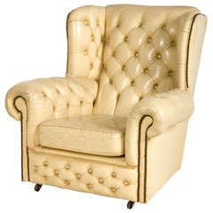 Vintage Tufted Leather Wingback Chair