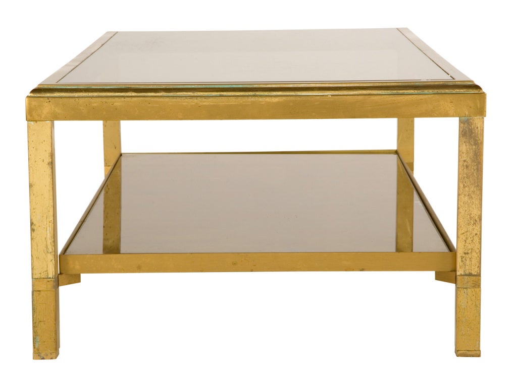 Vintage Brass Coffee Table In Excellent Condition In Chicago, IL