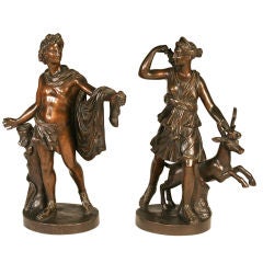 Bronze Sculptures of Diana and Apollo