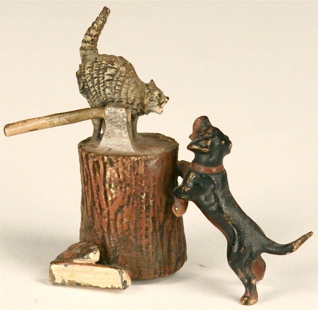 Austrian Vienna Bronze Cat & Dog Miniature