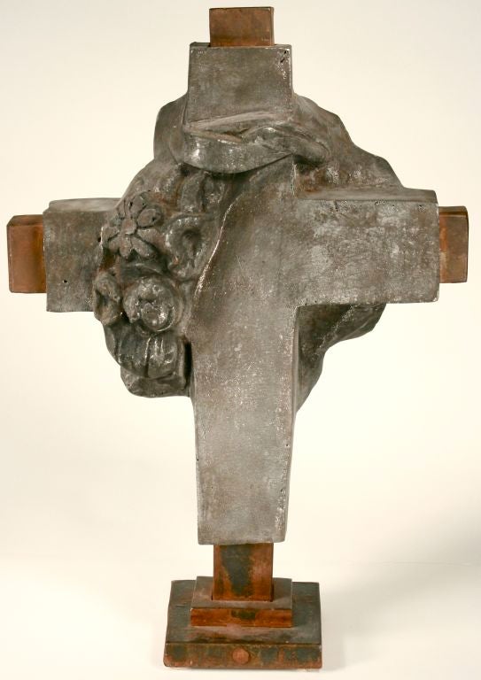 20th Century Jan Barboglio Hand-Forged Iron Rose Cross