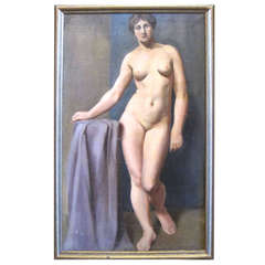 19th Century Oil Painting of Nude Woman