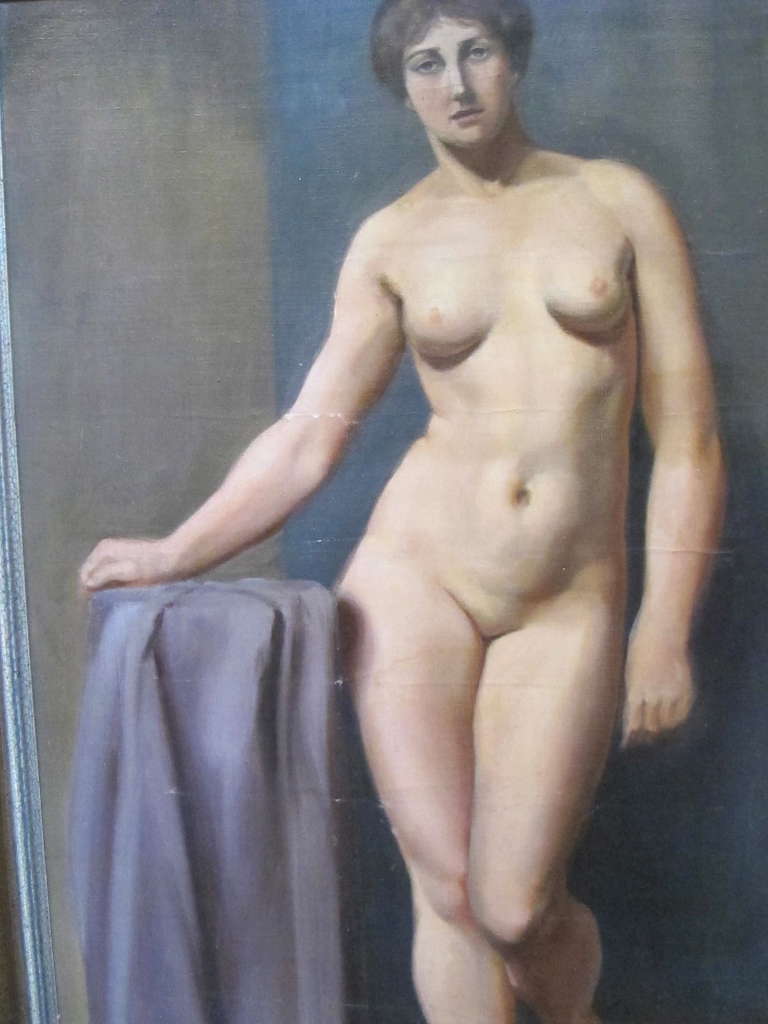 Unknown 19th Century Oil Painting of Nude Woman