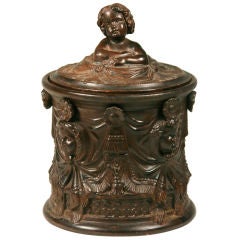 Antique Victorian Glazed Terracotta Biscuit Box