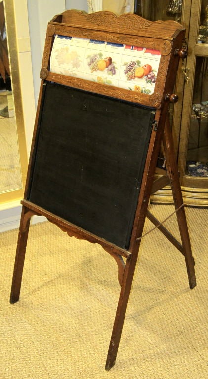Wood Antique Portable School Boy Easel, desk Inscribed Family History