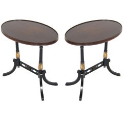 Pair of 1940s Wooden Oval Side Tables