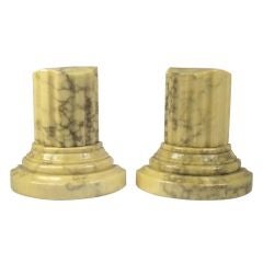 Pair Of Fluted Polished Marble Grecian Half Column Bookends